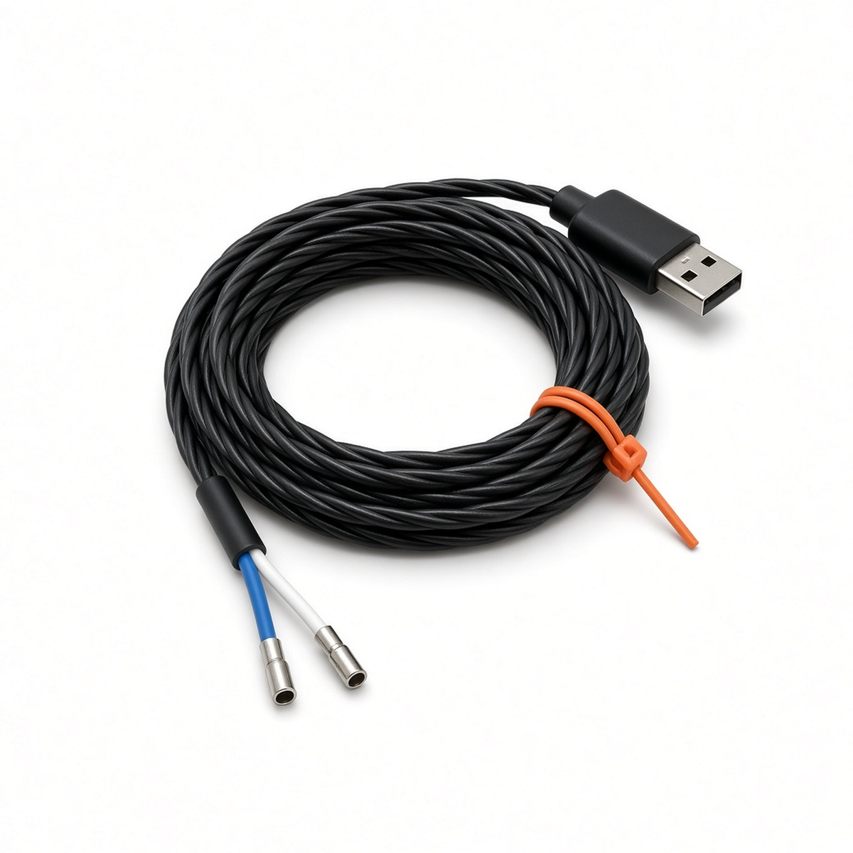 Black RS485 USB cable with bare wire ends for Fox ESS inverters