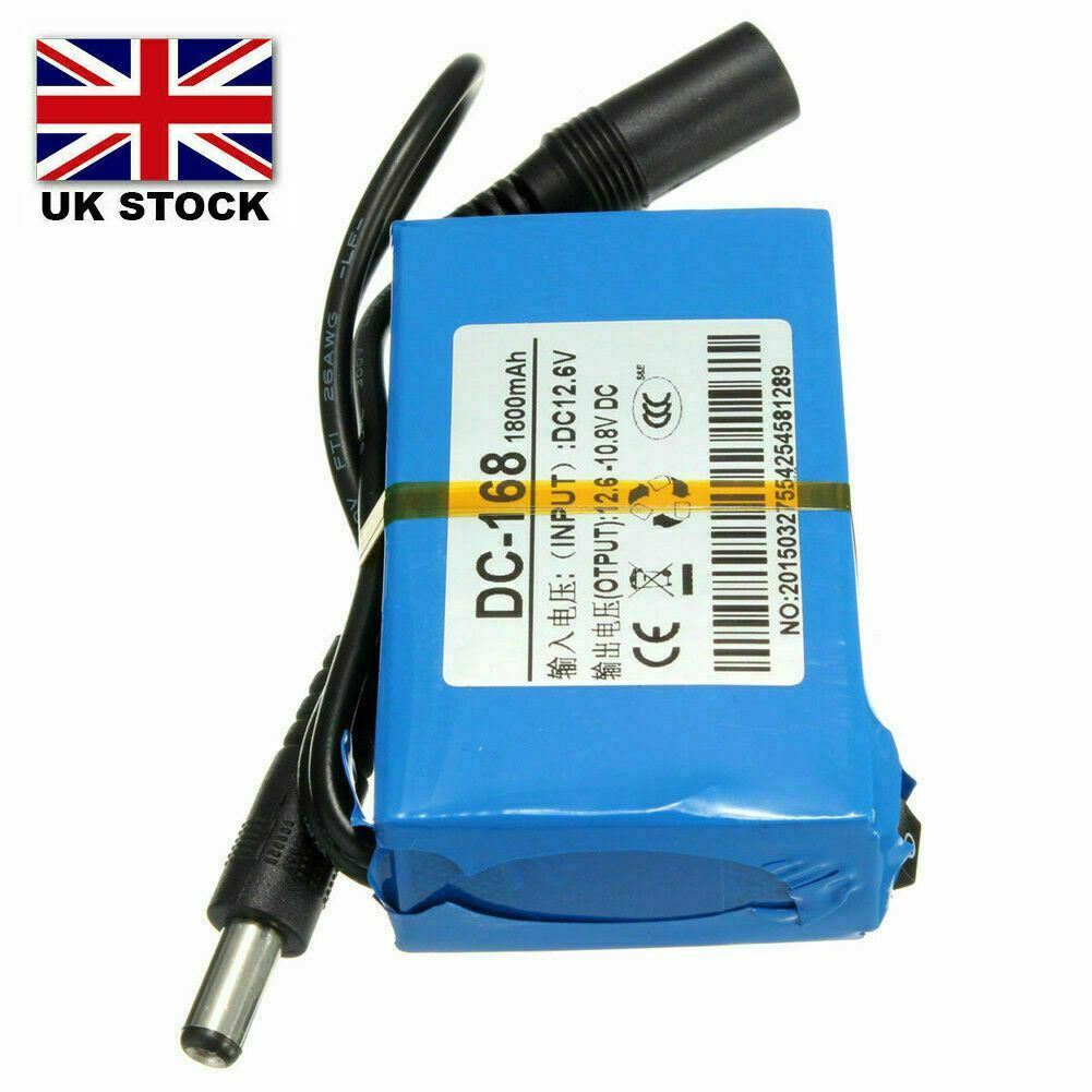 12V DC Portable 1800mAh Li-ion Rechargeable Battery Pack CCTV LED Strip& Charger