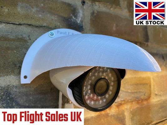 LARGE Rain Sun Shield Weather Cover Anti Glare CCTV Turret Dome Cameras WHITE UK