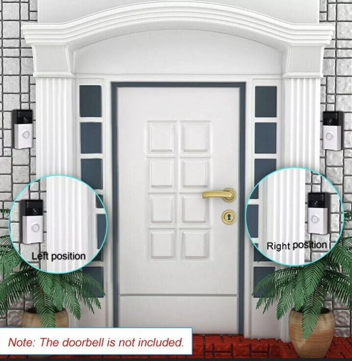 WHITE 20 Degrees Side Wedge + Rain Cover for Ring Video Doorbell 1/2/3/3+/4 UK