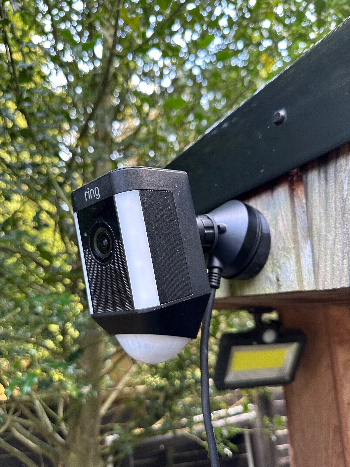 Ring Spotlight Cam Wired on an angle mount wedge